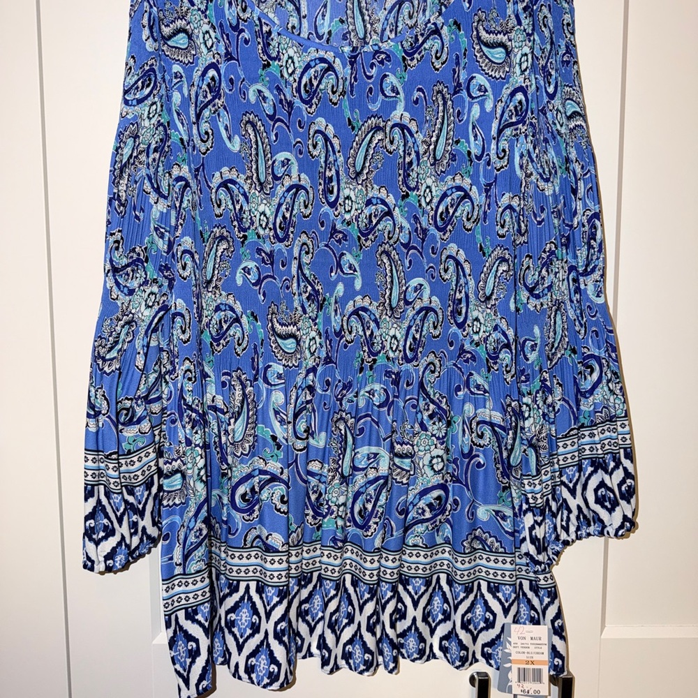 Elegant Blue Paisley Women's Blouse